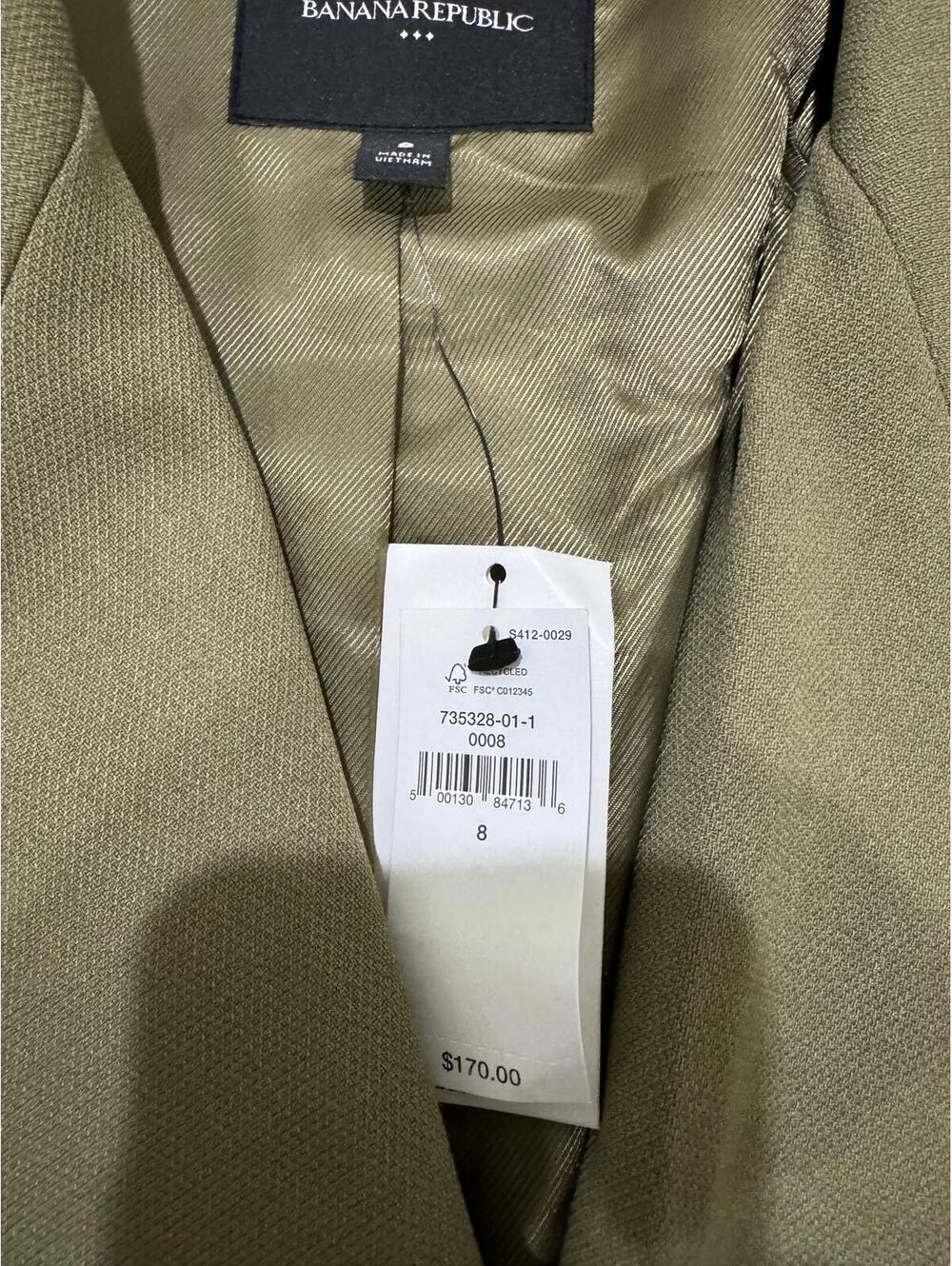 NWT Banana Republic Khaki Green Relaxed Fit Double Breasted Boyfriend Blazer 8 - Picture 9 of 9